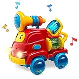Prextex Pull Apart Rattle Truck Toy for Baby with Lights and Music