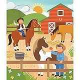Petit Collage Tin Canister Jigsaw Floor Puzzle, At The Ranch, 64 Piece [並行輸入品]