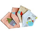 ベビー　ビブ　柔らかい　よだれかけ　スナップビブ　防水　動物４枚セット　100％綿　 (グループ２)