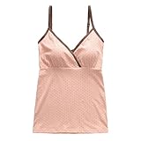 (Pink17°)クロスオープンキャミソール 授乳キャミ マタニティ 綿　ドット柄　マタニティキャミ 産前産後 109 (XL, ピンク)