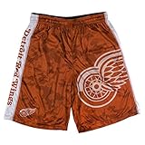 KLEW NHL Detroit Red Wings Bigロゴポリエステルショーツ、Large、レッド