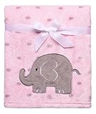 Baby Girl Soft Pink and Gray Elephant Blanket by Baby Starters