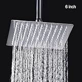 8インチ6インチバスルームラウンドスクエアクロームトップウォーターレインシャワースプレーヘッド(スクエア6インチ)