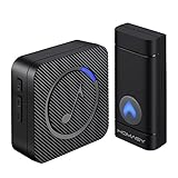 Homasy Wireless Doorbell withボリューム調整可能レベルとLEDフラッシュホワイト、防水) 3.5 x 3.3 x 2.8 inches USAA1-VTHMHS023ABU