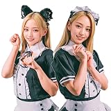 [COCCIA] 2WAY変身黒猫メイド 6点セット メイド ワンピース ドレス エプロン カチューシャ 猫耳 チョーカー ストッキング SNS ハロウィン コスプレ 宅コス 仮装 レディース ゴスロリ ロリータ