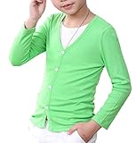 Snone子供服 シンプル 無地 カーディガン 長袖 ニット セーター 女の子 男の子 兼用 vネック 防寒 春秋 通学 普段着