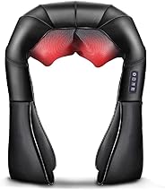 Jerom【2019最新改良版】首マッサージャー 首肩 マッサージ器 ネックマッサージャーもみ玉マッサージ 温感ヒーター付き 首 肩 腰 背中 太もも 肩こり ストレス解消グッズ 速さ調節可能 多機能 家庭用＆職場用＆車用&旅行用 母の日/父の日/お