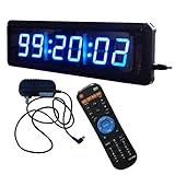 1.8“ インチ 6位の青いLED時計　掛け時計 正のカウントダウン、カウントダウン時計　IRリモート制御　超寿命 屋内用ウィークリーデジタルクロック