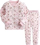 ベビー パジャマ 12ヶ月-9歳キッズ子供 春秋冬 長袖パジャマ　ルームウエア 寝間着 上下2点セット 綿100％ 花柄 80-120cm (XS, 花柄)