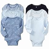 GAP（ギャップ）baby GAP ロンパース 3枚セット 長袖（マルチ）【月齢：3ヶ月～2歳】（並行輸入品） (6-12M（6ヶ月～1歳）, 単色紺色・ボーダー・単色水色)