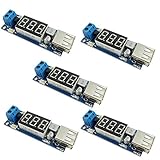 KKHMF 5 個 DC-DC 6.5-40V To 5V 2A USBチャージDC-DC 降圧型変換器内蔵電圧計