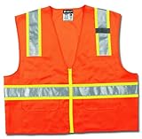 MCR Safety SURVOX3 Class 2 Polyester Safety Vest with 3M Scotchlite 3-Inch Lime and 2-Inch Silver Re