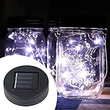 Pawaca イルミネーションライト ストリングスライト ガラスソーラーライト 置物ライト Mason Jar メイソンジャー 10 LED ライト ソーラー充電可能 ライブ応援グッズ 装飾用 インテ