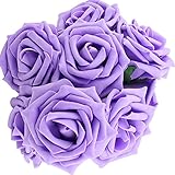 Weksi 10pcsラテックスリアルタッチFlowers Bouquetsローズブライダルウェディングブーケホーム装飾クリーム色パープルピンクライトピンク) パープル