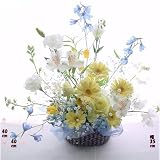 淡い空色 黄色の花 思いで色アレンジ お彼岸の花 お盆の花 一周忌 三回忌の花 弔事 四十九日 一周忌 法事 法要 仏事の花2