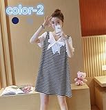 マタニティウェア 服 ワンピース ボーダー ゆったり シフォン カジュアル ワンピース 妊婦服 産前 産後 レディース マタニティワンピース XL 紺色
