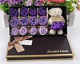 CJOY バラ型 フラワーソープ プリザーブどフラワー 枯れない フラワー ソープ 花 薔薇 石鹸 花 造花 手作り プレゼント 手 洗う 香り ロマンチック プリザーブド 贈り物 (パープル)