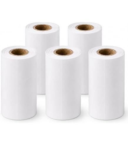 Amazon.co.jp: 感熱ロール紙 ラベルシール 56*25mm 5巻 耐水 強粘着