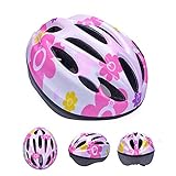 子供 ヘルメット 軽量 サイクリング 自転車 登山 スポーツ キッズ 安全 おしゃれ 一体成型 (ピンク・花)