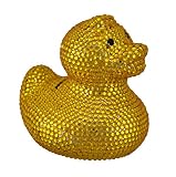 セラミックおもちゃBanksイエローRazzle DazzleラインストーンセラミックDuck Shaped Bling銀行5 x 5 x 4インチイエローモデル# 37028