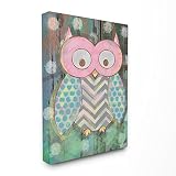 The Kids Room by Stupell Distressed Woodland Owl Canvas Wall Art [並行輸入品]