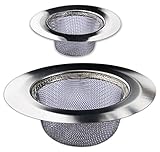 stainless-steel Sink Strainer、1 Large 1 Small , Fits Mostキッチン洗面台洗面、バスルーム、浴槽、シャワー排水、ランドリールーム、2 - Pack