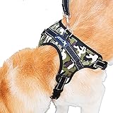 TAIL UP 犬用ハーネス 犬胴輪 オックスフォード製 ソフト 束縛感なし 通気性 調節可能 引っ張り防止 小型犬 中型犬 大型犬 柴犬 秋田犬 散歩/訓練/お出掛 胴輪 (M, カモ)