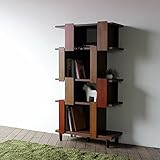 【 GA-R 】 ミドルシェルフ 電話台 本棚 オープンラック 完成品 ブラウン 幅76 奥行31 高さ135cm 国産 日本製 無垢材 ウォールナット 柄 木製 北欧 fax台 完成品 書棚 マガジンラック 壁面収納 リビングボード