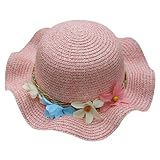 Feiscat ベビ ハット 可愛い 花柄 夏 涼しい サンハット バイザー 麦わら帽子 ビーチキャップ 海 人気 帽子 日焼け止め 日除け UV対策 2－6歳 赤ちゃんキャップ (ピンク)