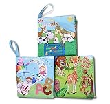 Agooding Soft Cloth Baby Books Set of 3-Bright Color Pictures for Boys or Girls-visual Learning,expr