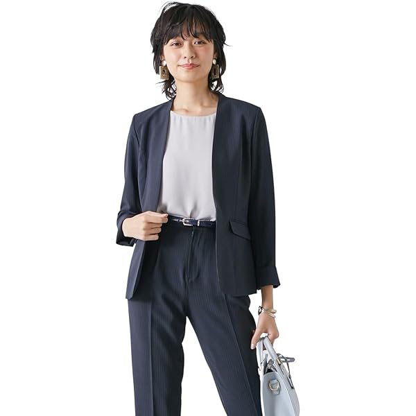 Amazon | [ニッセン] パンツスーツ 【レディーススーツ】 うす