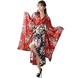 [LoveRich] ラブリッチ 花柄 リボン 花魁 着物 ドレス コスプレ イベント ハロウィン [1198] レッドブラック FREE