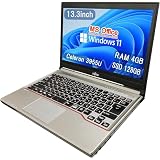 【整備済み品】富士通 ノートPC E736 / 13.3型 / Win 11 Pro/MS Office H&B 2019 / Celeron 3955U / wajunのWIFI/Bluetooth / 4GB / 128GB SSD