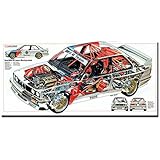 BMW - M3 E30シリーズスーパーレーシングカーアートシルクポスターウォールプリント13x27インチ [並行輸入品]