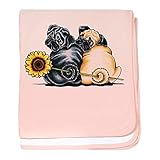 CafePress – Sunny Pugs – スーパーソフトベビー毛布、新生児おくるみ ピンク 14299763846832E