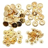 KUKU工房 バネホック ホック ボタン レザークラフト ハンドメイド 50組セット (15mm, ゴールド)