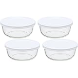 iwaki(イワキ) 耐熱ガラス 保存容器 S 400ml ×4個セット ごはん 1膳 パックぼうる KBC4140-W1 ホワイト