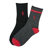 (ポロ ラルフローレン)POLO Ralph Lauren ソックス キッズ ボーイズ 2足セット チャコール×ブラック 8-9.5 [並行輸入品]