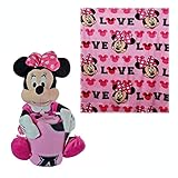 Disney Minnie Mouse Plush Toy and " Love " Throw blanket-ピンク