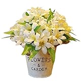 美しい人工花シルクの花バスケットリリーホワイトと偽の花