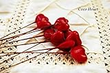 真っ赤なハートピック　１．５ｃｍ1２本セット　（バレンタイン、ホワイトデー 母の日　ギフト　リース　ドライフラワー　クリスマス　木の実・ドライフラワー・プリザーブドフラワー）
