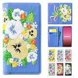 Galaxy A53 5G SC-53C SCG15 専用 ケース カバー 手帳型 SC53C SC-53Cケース SC-53Cカバー SC53Cケース SC53Cカバー SCG15ケース SCG15カバー 手帳ケース 手帳型ケース スマホケース パンジー刺繡 パールブルー