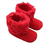 MissとMr 幼児用 ベビー用 子供靴 シューズ スノーブーツ ルームシューズ 防寒 子供 靴 モコモコ 室内履あったか 出産祝い 誕生日　プレゼント (13cm, レッド)