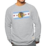 Chicago Blackhawks大人用Triblend Chicago Flagクルーネックスウェットシャツ – スポーツグレー X-Large