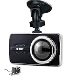 Dual dash cam Dual-Lens Ultrathin 4" Screen Dash Cam,Dashboard Camera, 170°+ 110°Angle, front&rear r
