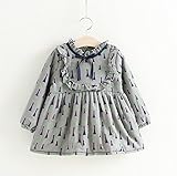 ツバメ--屋　キッズワンピース フォーマル女児 キッズ 服 子供 長袖 女の子 ガールズ ワンピース 韓国スタイル 結婚式 発表会 入園式 入学式 卒園式 卒業式 七五三 パーティー (130, グレ