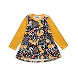 幼児キッズベイビーガールズ漫画幸運な太陽フォックスプリントサンドレス服装 (90, 黄)