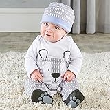 ベビーアスペン Baby Aspen 男の子用トレンディベビーベア足つきカバーオールxベビーキャップ豪華2点セット(ギフトBOX入り) [並行輸入品]