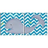 Doodlefish DB1482-tc-di Wallace Whale Diptych Artwork [並行輸入品]