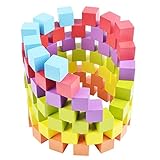夢の空 木製 100個 カラフル 立体ブロック積み木2.5cmx2.5cm立方体 色識別　 形状識別 カウント認知能力　知育玩具 収納袋とパンフレット付き